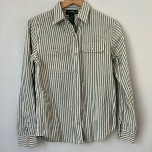 Lauren Ralph Lauren Gray Striped Button Down Shirt